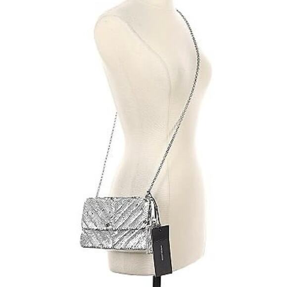 NICOLE MILLER Silver Sequin Crossbody Bag New with Tag MSRP $50 - Picture 3 of 11